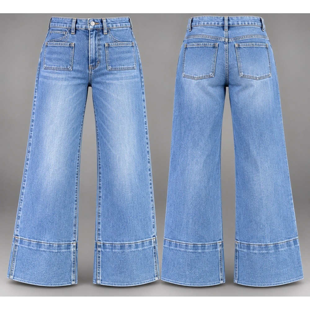 OAT New York jeans cloud luxe women  8/29x25 wide leg blue denim